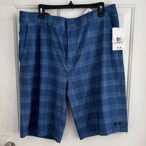 Oakley Men's Blue Checkered polyester lycra shorts
